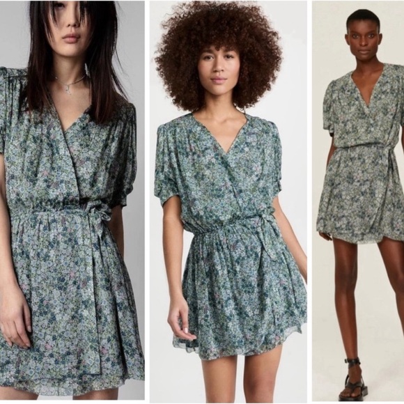 Zadig & Voltaire Betty Mousseline Liberty Garden floral mini wrap dress small - Picture 16 of 16